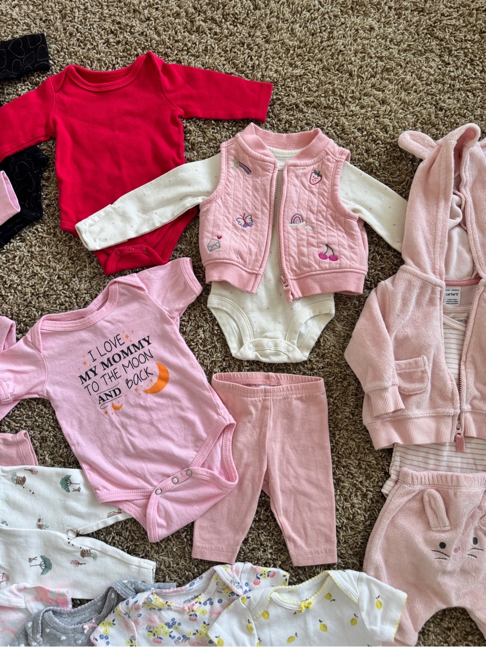 Assorted Pink & Neutral Baby One-Piece Bundle - Soft Long & Short Sleeve Styles - Picture 7 of 11